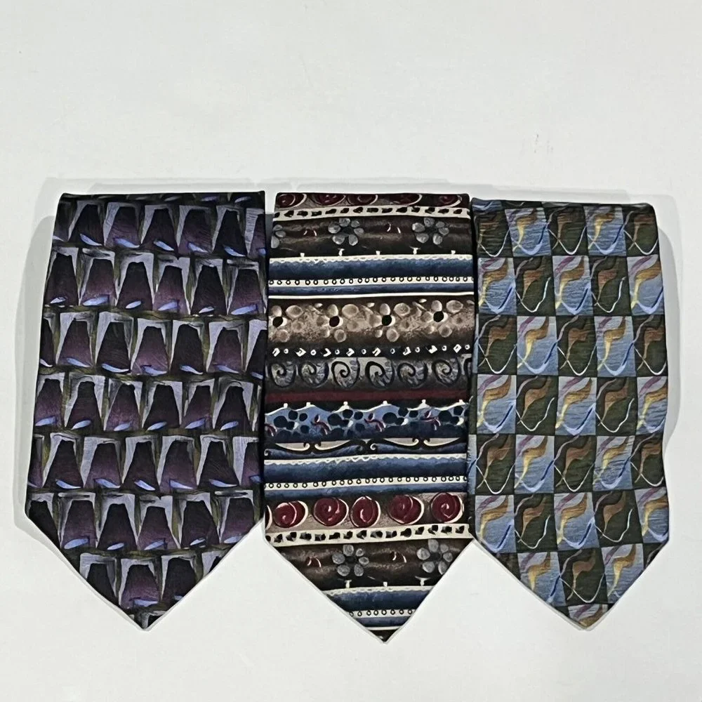 3 Jerry Garcia Grateful Dead 100% Silk Ties 1996 Hieroglyphics Col. 25 Abstract